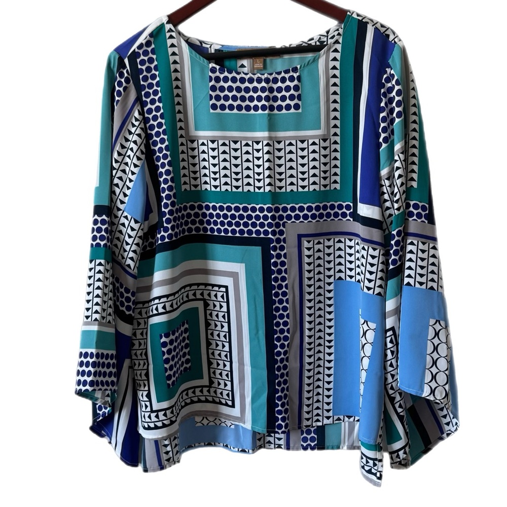 ELLEN TRACY Blouse Top Tunic Sz L
